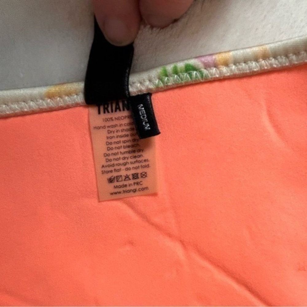 Triangl Bikini Swim Bottoms Floral on Beige Medium. - Picture 6 of 9